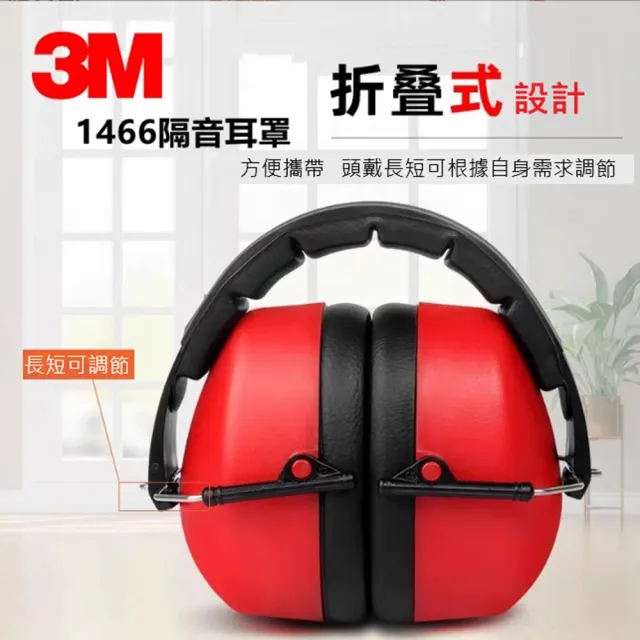【3M】1466 頭箍式降噪音防護隔音耳罩 (工業用降噪30dB)