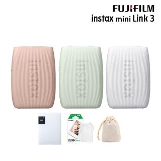 【FUJIFILM 富士】instax mini Link3 手機印相機 原廠公司貨(10張底片相本束口袋透明保護套20入組合)