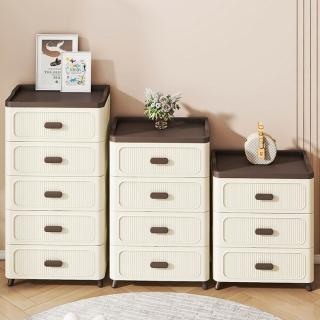 【超微米】收納櫃 抽屜式塑膠家用儲物櫃 臥室多層五鬥櫃 客廳落地床頭置物櫃子(抽屜櫃 三層 49CM 長)