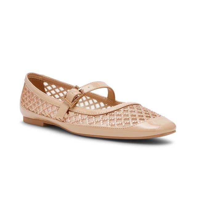 【steve madden】透膚奢華鑽面瑪莉珍鞋 漁網鞋 WELL-DONE(粉紅色)