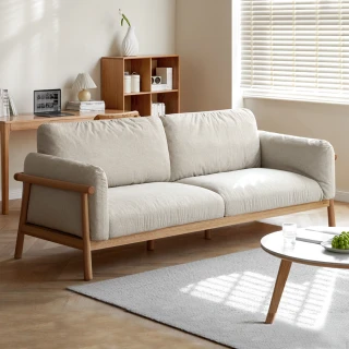 【hoi! 好好生活】源氏木語柏林橡木可拆洗小三人座布沙發 Y83H01 砂礫白