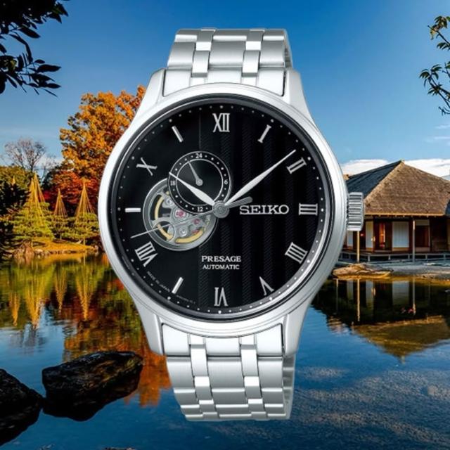 【SEIKO 精工】Presage 夜櫻開芯鏤空機械錶/黑面41.8mm(4R39-00W0D/SSA377J1)