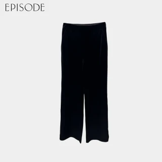 【EPISODE】光澤感絲絨垂順高腰闊腿褲135212（黑）