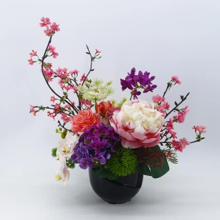 【HUGO DECO 榆果傢飾】粉牡丹櫻花雅緻香氛花禮  免運專人配送限雙北市(開幕/擬真花/佈置/新居落成/送禮)