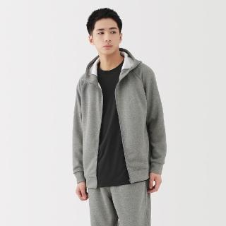 【MUJI 無印良品】男抗UV速乾裡毛拉鍊連帽外套(灰白/黑色/卡其綠)