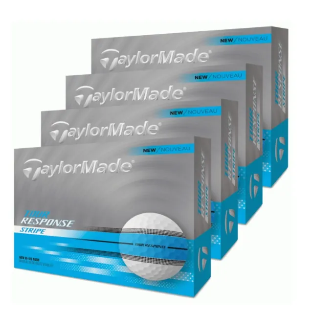 【TaylorMade】360度加強瞄準 Tour Response Stripe 高爾夫球 三層球(亮藍色圈圈 4盒)