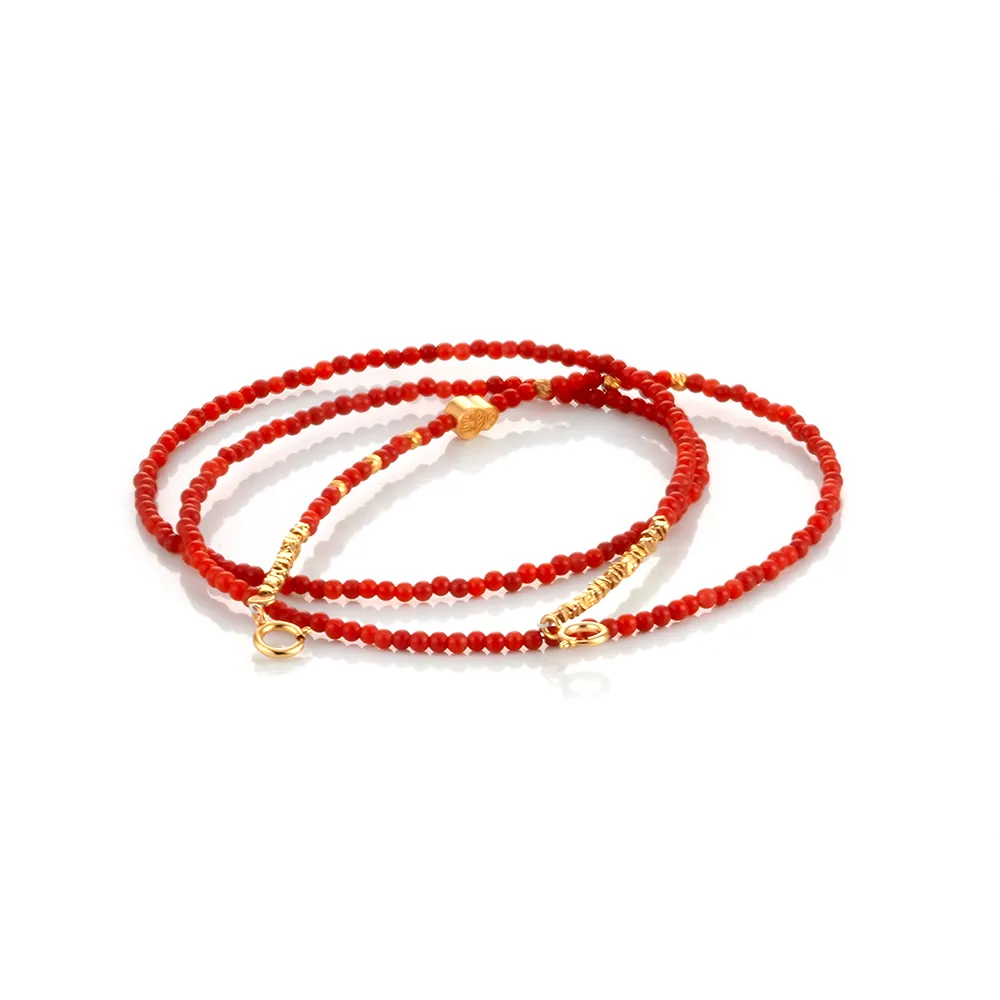 【Woogie武吉珠寶】精品文玩南紅小金塊雙扣設計套鍊(極細雙扣2mm)