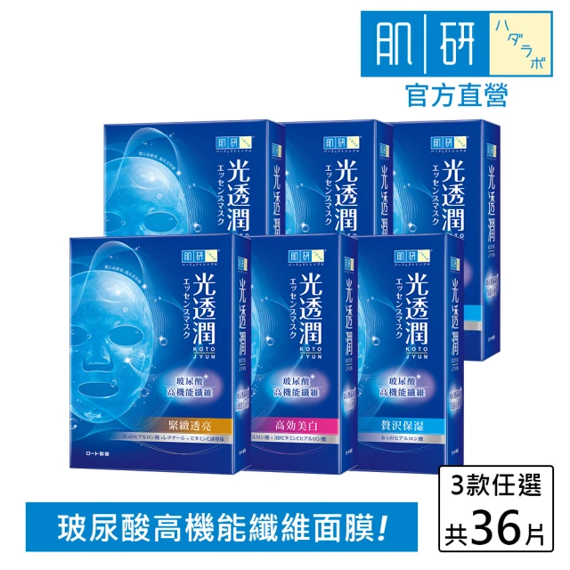 【肌研】官方直營 光透潤玻尿酸纖維面膜 6盒組(緊緻、美白、保濕)