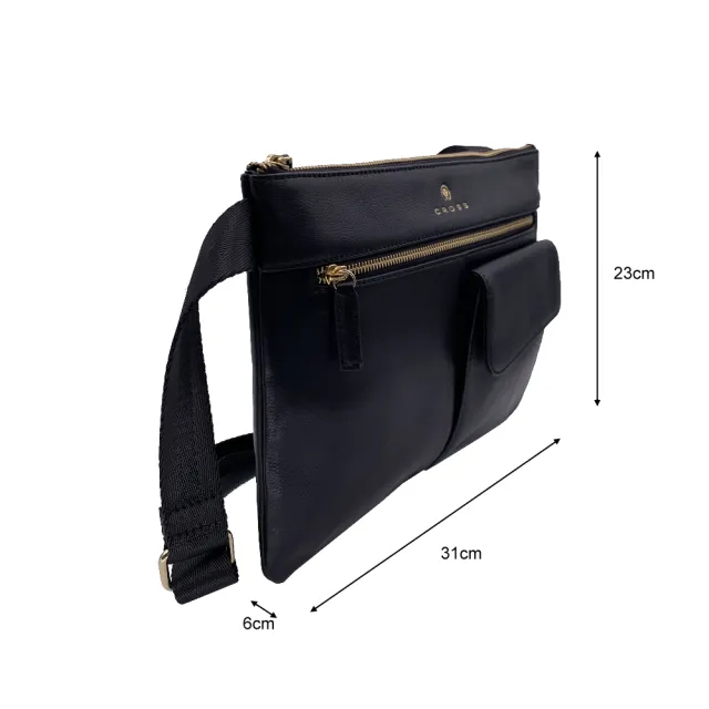 【CROSS】直播限定 限量1折 頂級小牛皮斜背包-格瑞克系列 全新專櫃展示品(黑色)