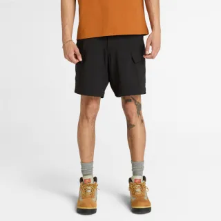 【Timberland 官方旗艦】男款黑色寬版快乾彈性工裝短褲(A28EG001)