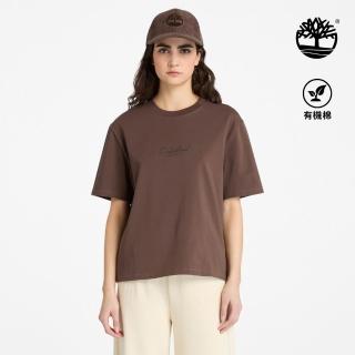 【Timberland】女款深棕色寬版短袖T恤(A424B243)