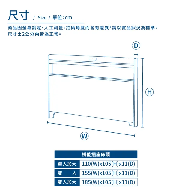【A FACTORY 傢俱工場】直樹 日系美型 機能插座床頭片/床頭 雙大6尺