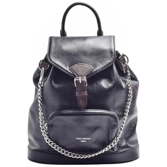 【Louis Vuitton 路易威登】M12587經典Montsouris Vibe系列亮面小羊皮後背包(黑色)