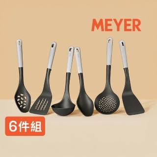 【MEYER 美亞】耐高溫矽膠廚房配件 六件組/盒裝(鏤空膠鏟 / 料理匙 / 漏勺 / 膠鏟 / 湯勺 / 料理漏匙)
