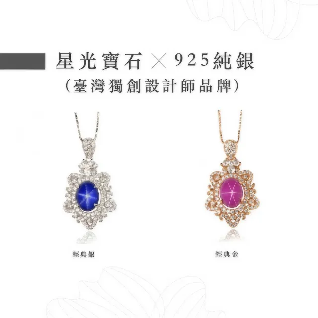 【幸福珠寶】母親節禮物  歐式經典復古 璀璨星辰設計款 藍寶石項鍊(法國星鑽 六道星芒 貓眼)