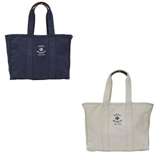 【TORY BURCH】Tory burch tb 超大號 帆布肩背托特包／媽媽包 兩色深藍／米白 無背帶款(贈原廠防塵袋紙袋)