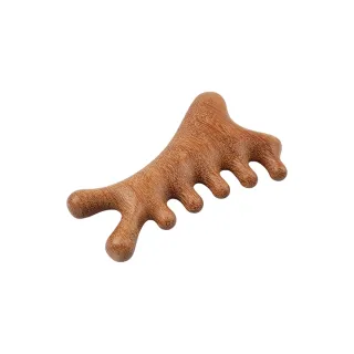 【FINDAY】天然原木寬齒梳(頭皮按摩梳｜龍鳳檀木｜檀木按摩器｜心梳｜刮頭｜睛明穴)