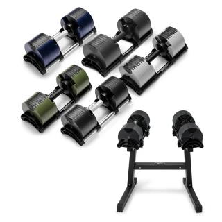 【NUO】原廠置放架 + 232可調式啞鈴32KG-2入(收納及拿取變得輕鬆)