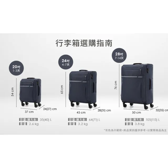 【AMERICAN TOURISTER 美國旅行者】24吋 SKY BLAZE 前開式/上掀式可擴充輕量布面軟殼行李箱/布箱(多色可選)