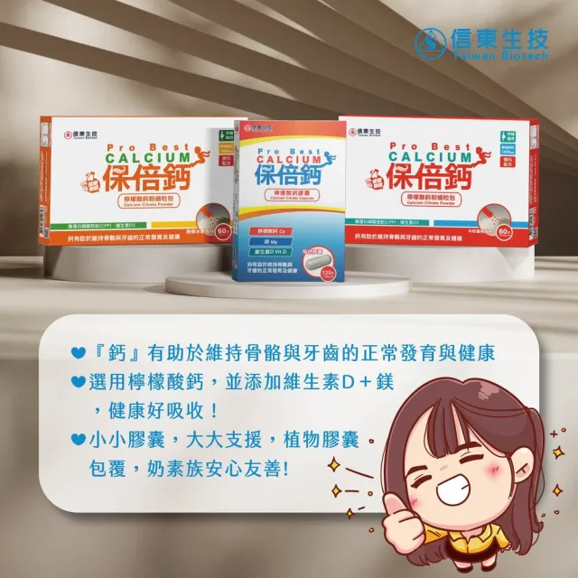 【信東生技】保倍鈣檸檬酸鈣膠囊3入(120粒/盒)