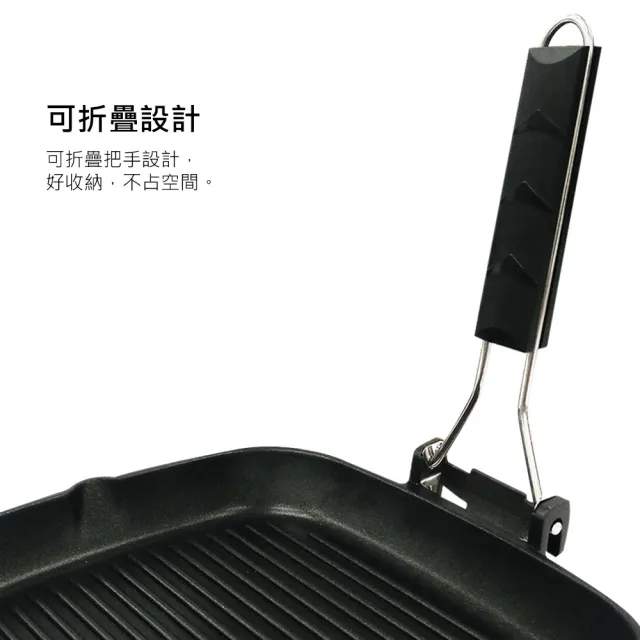 【PERFECT 理想】日式黑金鋼折疊煎盤34cm(台灣製造)