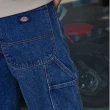 【Dickies】男款石洗靛藍色純棉多口袋休閒直筒牛仔伐木工裝長褲｜DK001993C7K