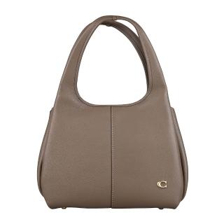 【COACH】COACH Lana簡約金屬LOGO磁釦式肩背包(灰褐)