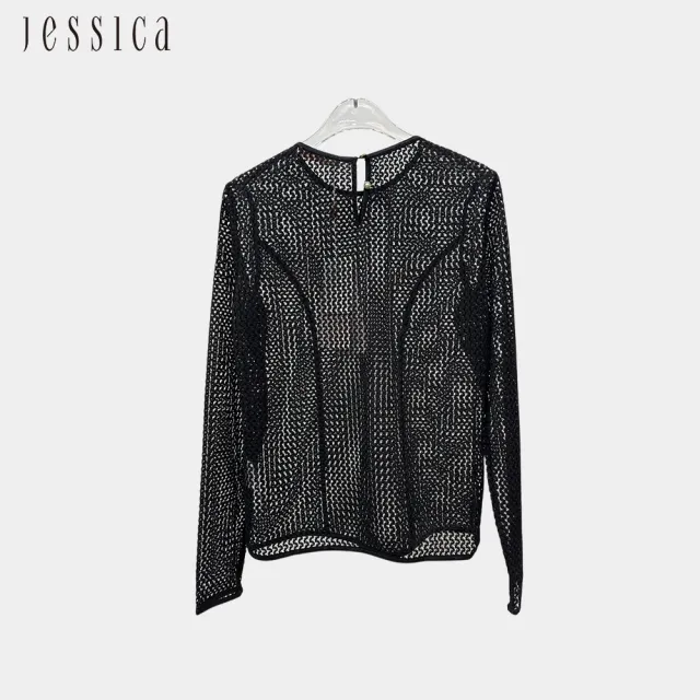 【JESSICA】時尚呼吸感穿搭鏤空長袖T恤243306