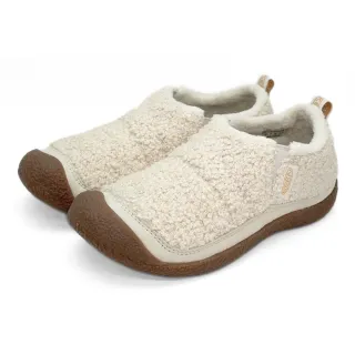 【KEEN】HOWSER II 鬆緊小羊蹄捲捲毛麵包鞋 女 米白 秋冬時尚流行科恩 休閒保暖一腳蹬毛毛懶人鞋1029731