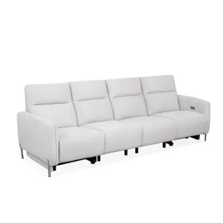 【Cheers 芝華仕】預購60天★頭等艙 三防耐磨布 四人零靠牆電動沙發組附USB Lucia 燕麥灰