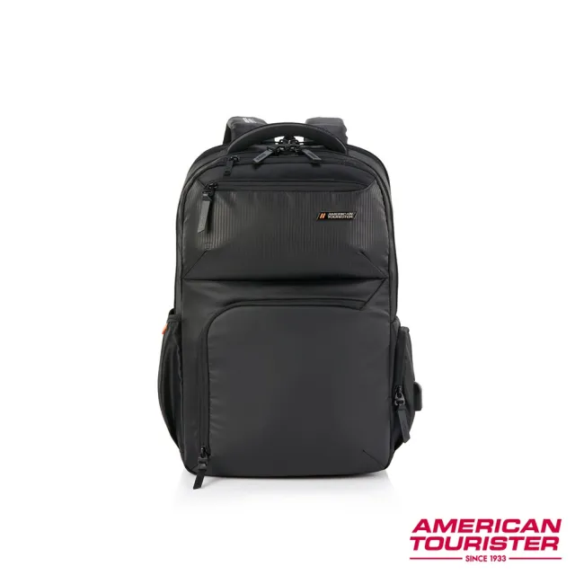 【AMERICAN TOURISTER 美國旅行者】SEGNO 2.0商務輕量可擴充筆電後背包/雙肩包/電腦包/包包/男包17吋(黑色)
