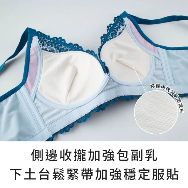 【玉如阿姨】晝夜精靈內衣。冠軍無鋼圈深V自然顯胸 台灣製※0515寶藍(A.B.C罩 無鋼圈 水滴型 透氣)