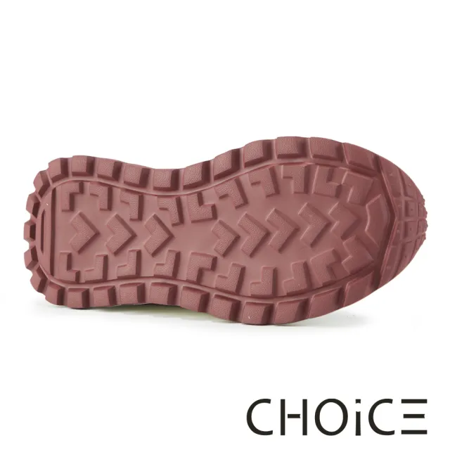 【CHOiCE】復古雙皮質拼接厚底綁帶休閒鞋(紅色)