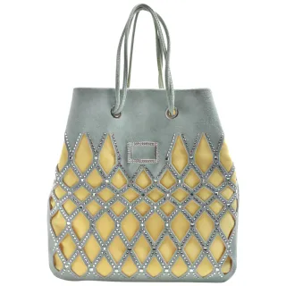 【ROGER VIVIER】Vibe Pocket Quinny絨面水鑽手提包(綠/黃色RBWANKKC100RHB1J16)
