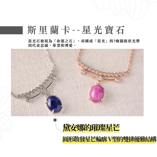 【幸福珠寶】DIANA 璀璨星光 藍寶石項鍊(法國星鑽 六道星芒 貓眼)