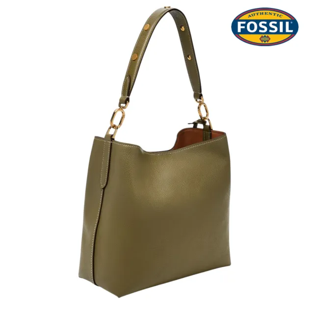 【FOSSIL】Jessie 真皮肩背水桶包-綠色 ZB11003316