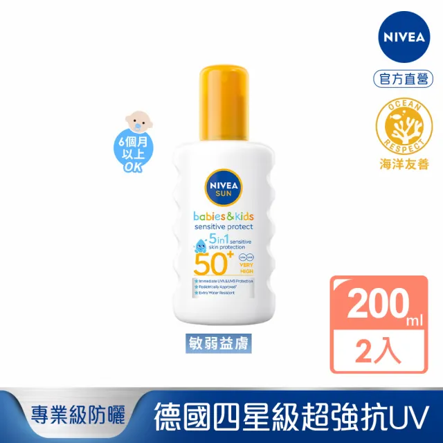 【妮維雅】專業級防曬乳系列 SPF50 200mlx2入(光敏感測試/敏弱益膚)