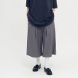 【plain-me】男女款 西料拼接打摺七分褲 PLN1735-252(褲子 短褲 男女褲 西裝褲 超寬褲 鬆緊 直筒褲)