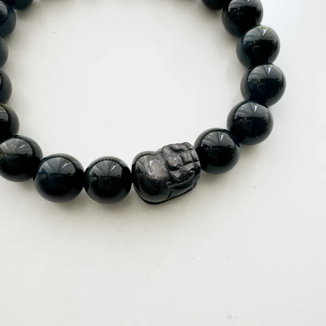 【天天水晶 TINGTING】藍虎眼 x金運石 貔貅 10mm 素圈水晶手鍊(避邪安撫鎮定 B100011)