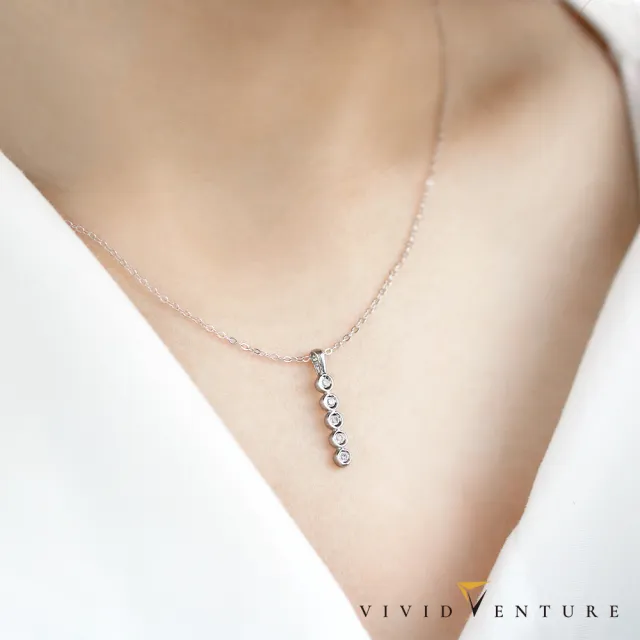 【Vividventure 亞帝芬奇】925純銀 10分 天然鑽石 真鑽 項鍊 優雅