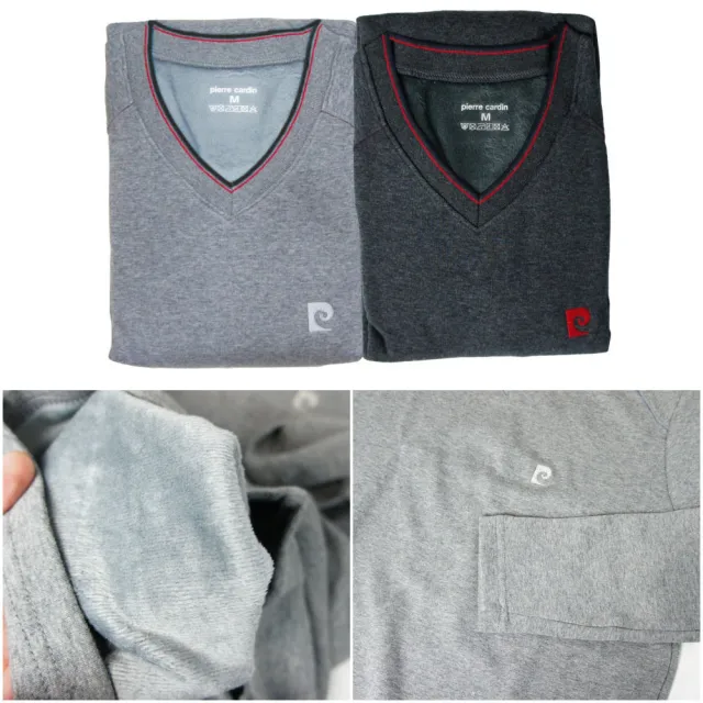 【pierre cardin 皮爾卡登】//2件組 速暖厚絨刷毛保暖長袖衫-速(保暖衣/圓領/V領/男居家服)