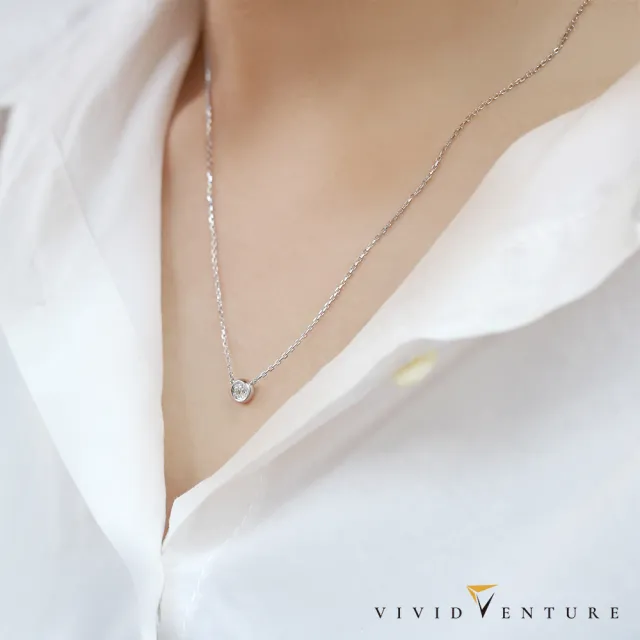 【Vividventure 亞帝芬奇】10分 八心八箭 天然鑽石 真鑽 項鍊 經典包鑲 鎖骨鍊(銀台+銀鍊)