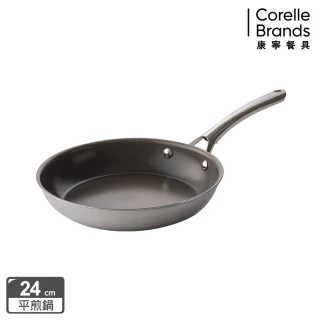 【CorelleBrands 康寧餐具】DuraNano晶奈無塗層不沾不鏽鋼平煎鍋-24cm