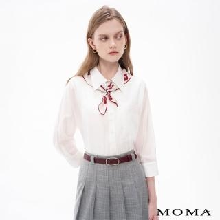 【MOMA】輕薄耐洗新麗賽微長版七分袖襯衫(白色)