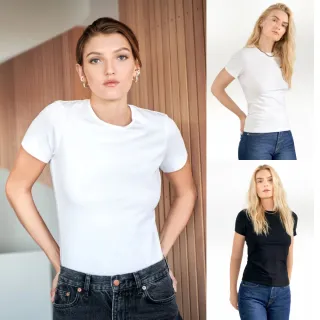 【Bread & Boxers】Crew-Neck Slim 有機棉女用修身圓領T 白/黑 素t 短t 短袖上衣 女上衣