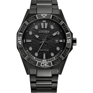 【CITIZEN 星辰】GENT’S Eco-Drive 波浪紋 光動能腕錶 42mm (AW1855-52E)父親節 禮物 推薦