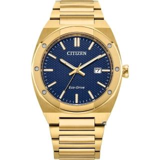 【CITIZEN 星辰】GENT’S 時尚簡約 光動能腕錶 40MM 金 (BM7662-59L)父親節 禮物 推薦