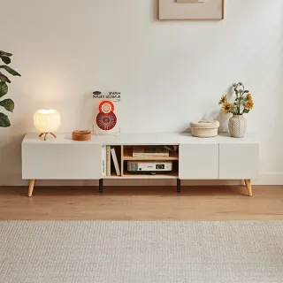 【hoi! 好好生活】林氏木業簡約雙色1.8M收納電視櫃 OV1M-原木+灰