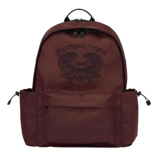【Onitsuka Tiger】鬼塚虎 官方旗艦店 酒紅色雙虎刺繡後背包(3183B204-600)