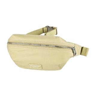 【BURBERRY 巴寶莉】BURBERRY Talbot橡膠LOGO尼龍拉鍊腰包/胸掛包(男款/蜜黃)